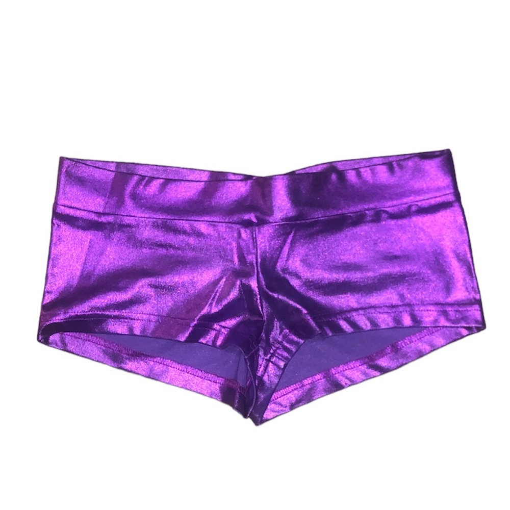 iHeartRaves Purple Metallic Low Rise Rave Shorts